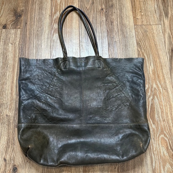 Banana Republic Faded brown Lambskin Leather Tote Hobo Bag with silver sparkle - Picture 8 of 16